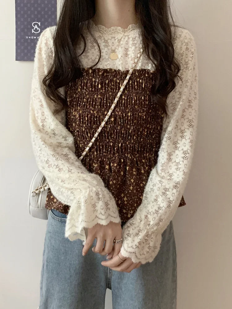 

Autumn Style Corduroy Lace Short Bottoming Shirt Female Online Influencer Very Fairy Scheming Inner Wear Rac