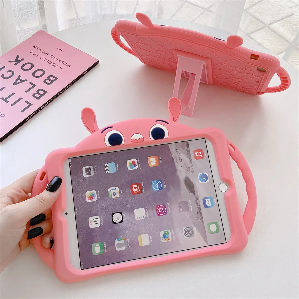 

Cute Cartoon Stand Cover for iPad 9.7 5th 6th 2017 2018 Air 1 2 Case Funda Soft Silicone Case with Strap for iPad Mini 1 2 3 4 5