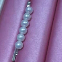 6 7mm natural white rice freshwater pearl white gold filled hair clip
