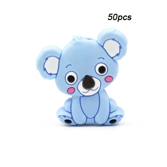 serenity LOFCA 50 шт. силиконовые бусины Koala пищевой BPA-Free силиконовые бусины для изготовления детских прорезывателей пустышки цепи детский Прорезыватель игрушка - Цвет: serenity