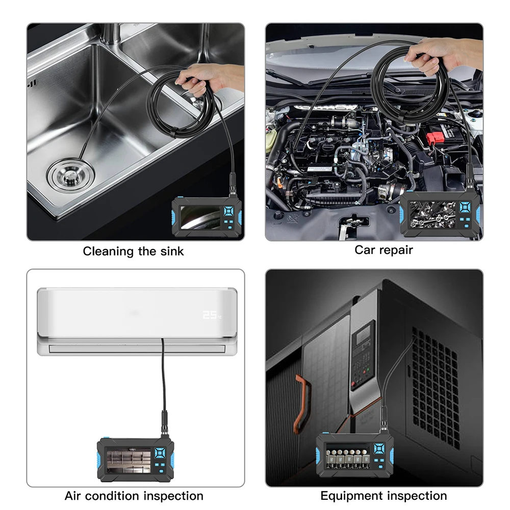 

5.5 mm 4.3'' Screen Endoscope 1080P HD IP67 Waterproof Integrated Industrial Borescope 6 LED Handheld Car Repair Snake Camera D2
