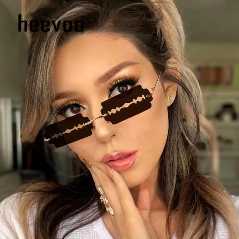 Винтажные Солнцезащитные очки без оправы для женщин 2020 Ретро стимпанк мужские