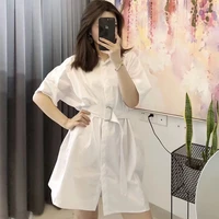 shirt dress women summer short sleeve casual white with belt vestidos vintage elegant purple office robe femme ete 2021