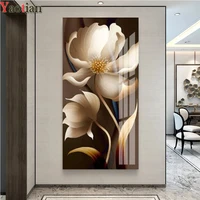new arrival diy 5d diamond painting white lotus full square round mosaic craft kits embroidery bead rhinestone home decoration