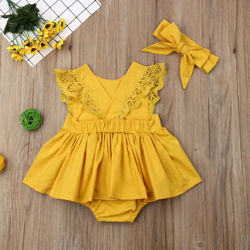 Новый брендовый Детский комбинезон для новорожденных девочек однотонный Летний