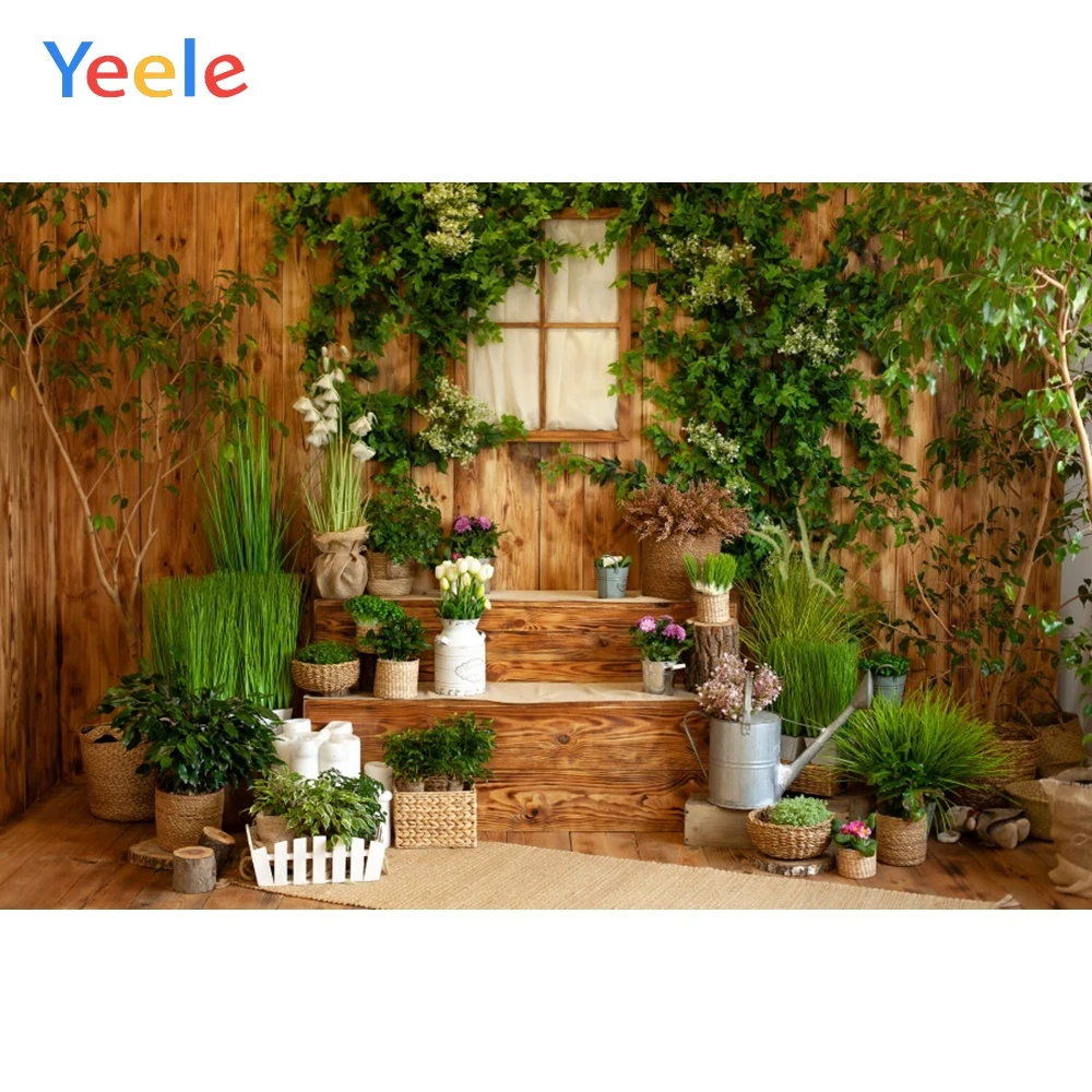 

Merry Easter Flower Leaves Window Wooden Door Home Decor Backdrop Photography Custom Photographic Background For Photo Studio