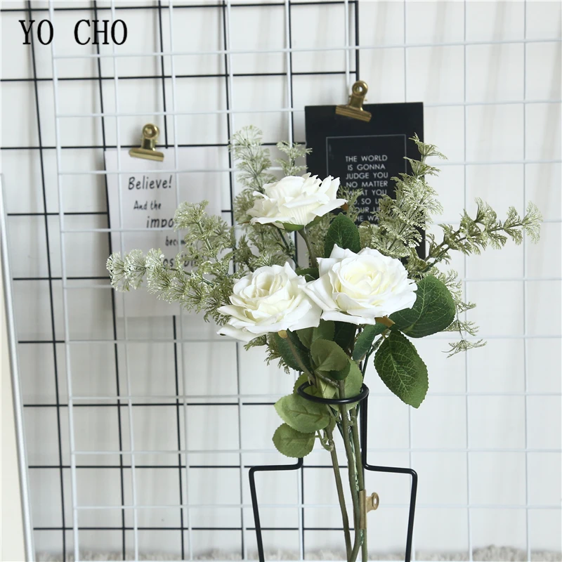 

Искусственный цветок YO CHO, Роза из искусственного шелка, искусственный букет, украшение для дома, розовый, красный цветок, товары для свадебн...