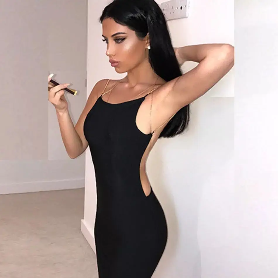 2021 Лето Новая мода с открытой спиной цепь Белый Черный абрикосовый красный