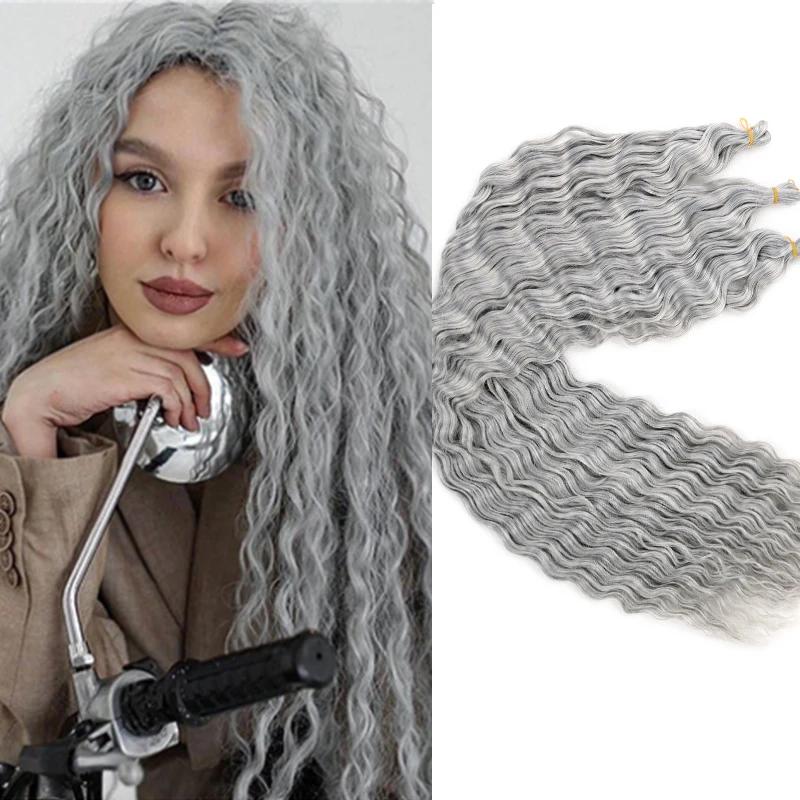 Saisity 32-дюймовые синтетические волнистые косички вязаные волосы глубокая волна