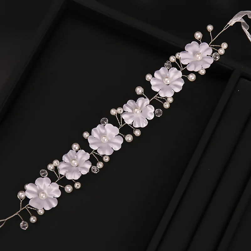 Женский обруч для волос с кристаллами диадемы ручной работы белыми жемчужинами и