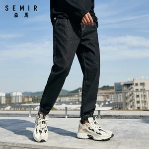 Черные джинсы SEMIR, мужские свободные брюки, осень 2020, новые Брендовые джинсовые брюки, хлопковые модные мужские брюки
