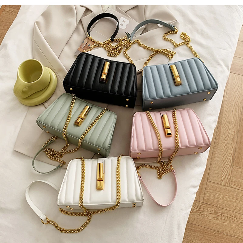 

Classic PU Leather Small Flap Crossbody Bags 2021 Women Brand Luxury Lady Fashion Chain Shoulder Handbags and Purses