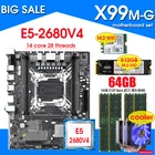 Комплект материнской платы X99 с процессором Xeon E5 2680 V4 LGA2011-3, 4 шт. X 16 ГБ = 64 Гб DDR4, память NVME 512 ГБ M.2, Wi-Fi карта