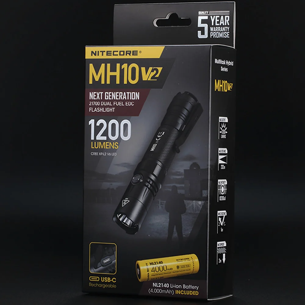 Многофункциональный Гибридный СВЕТОДИОДНЫЙ фонарик Nitecore MH10 V2 1200 люмен Cree XP-L2 V6