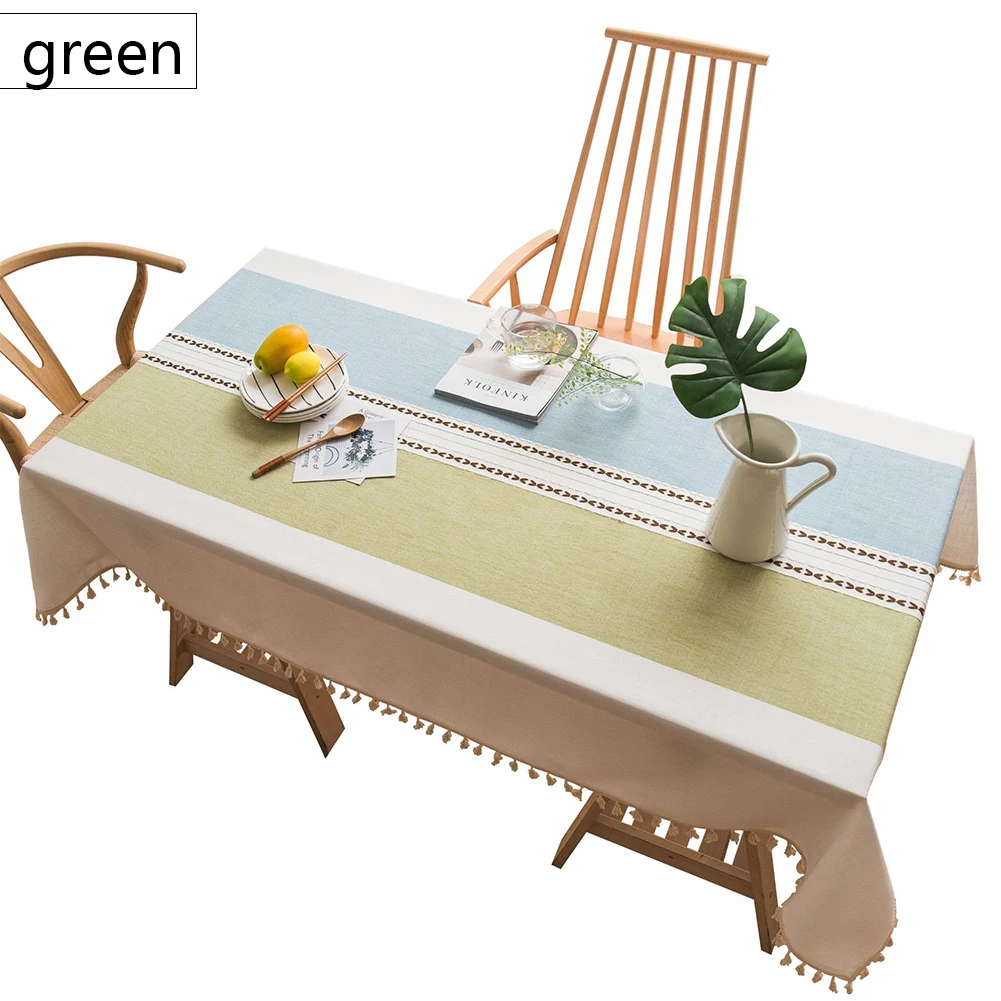 Клетчатая декоративная льняная скатерть с кисточками прямоугольная утолщенная