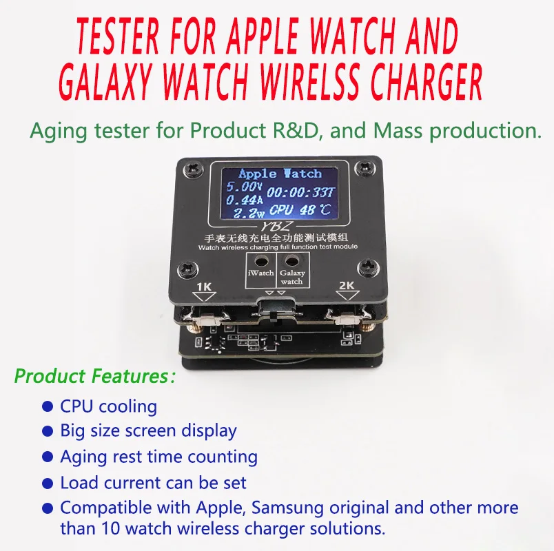 Professional Smart Watch Wireless Chargers Aging Tester LED Screen for Apple iWatch Samsung Galaxy Watch Power Testing Tools