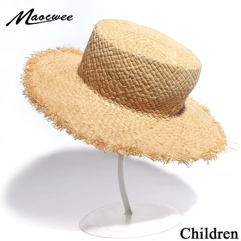 

Flat High Sun Hat Summer Spring Children Travel Caps Beach Child Cute Straw Hat Breathable Outdoor UV Protection Kids Sun Caps