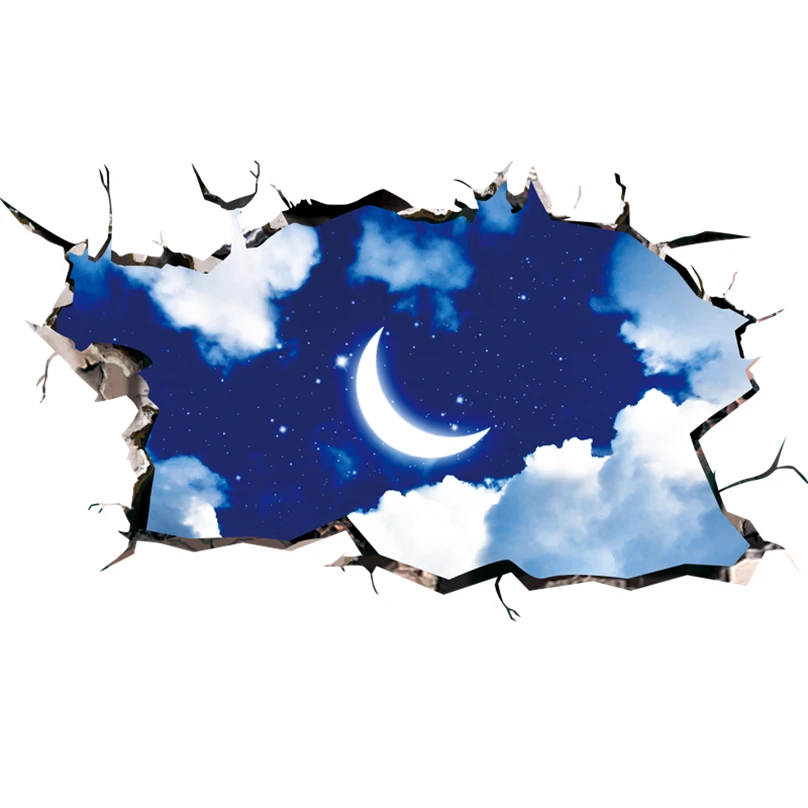 [SHIJUEHEZI] Wolf Animals Wall Stickers for Kids Rooms Baby Bedroom Nursery Home Decoration DIY Night Sky Moon Mural Decals | Дом и сад