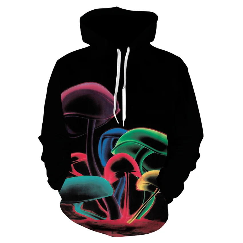 Мужская толстовка с капюшоном креативный 3d принт цветной гриб длинным рукавом