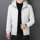 Модная зимняя мужская куртка с капюшоном, мужское теплое ветрозащитное пальто, мужские плотные теплые куртки на молнии, мужские однотонные пуховики