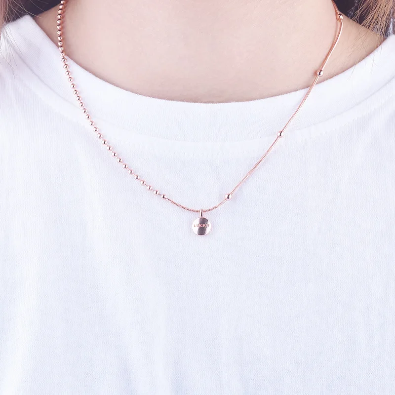 

OMHXZJ Wholesale NA366 European Fashion Fine Woman Girl Party Birthday Wedding Gift LUCKY 18KT White Rose Gold Pendant Necklace