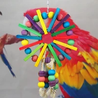 new style pet parrot toys wooden hanging cage toys for parrots bird funny hanging standing toy pet bird training supplies