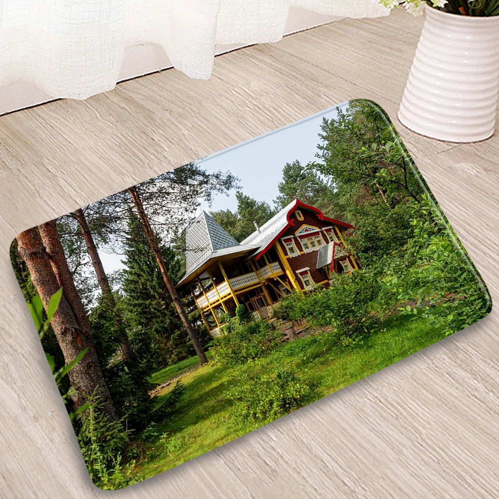 

West Barn Bathroom Mat Natural Scenery Plant Tree Country-Ethnic Style Old Wooden Farmhouse Doormat Bedroom Kitchen Non-Slip Rug
