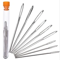9pcsset large eye metal needles assorted size cross stitch knitting crochet hook set with case stainless steel diy sewing