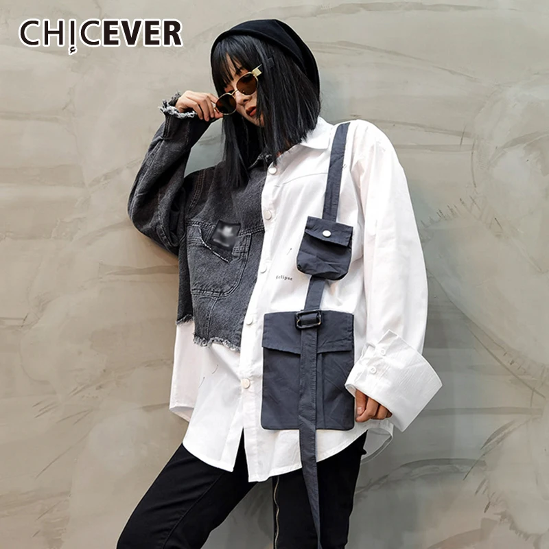 CHICEVER High Street рубашка для женщин воротник с лацканами длинный рукав пэчворк хит