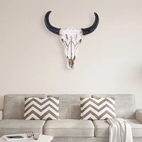 resin longhorn cow skull head wall hanging decorations ornaments 3d animal wildlife horns sculpture figurines crafts home decor
