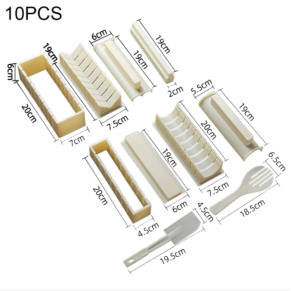 

10pcs Sushi Maker Rice Mold Hoge Kwaliteit Japanse Rijst Bal Cake Roll Mold Multifunctionele Mould Maken Sushi Gereedschap