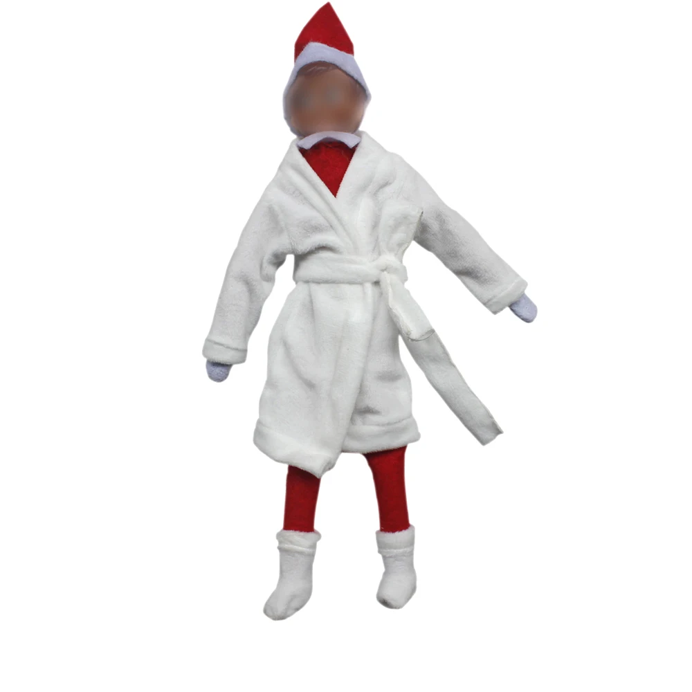 Ropa de Santa Couture para mu&ntilde;ecas elfo, accesorios de juguetes tradicionales de Navidad, bata blanca y zapatos-4