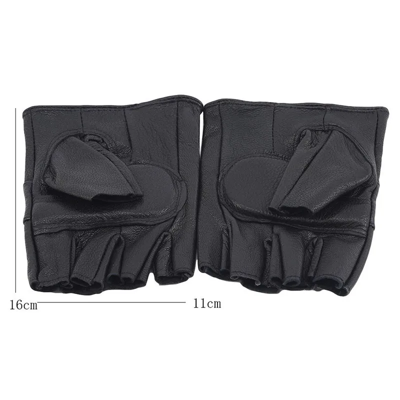 

Men PU Half Finger Boy Biker Black Gloves Gloves leather Fashion Hollow Gloves Driving Cool For Fingerless 1Pair Gloves Guantes