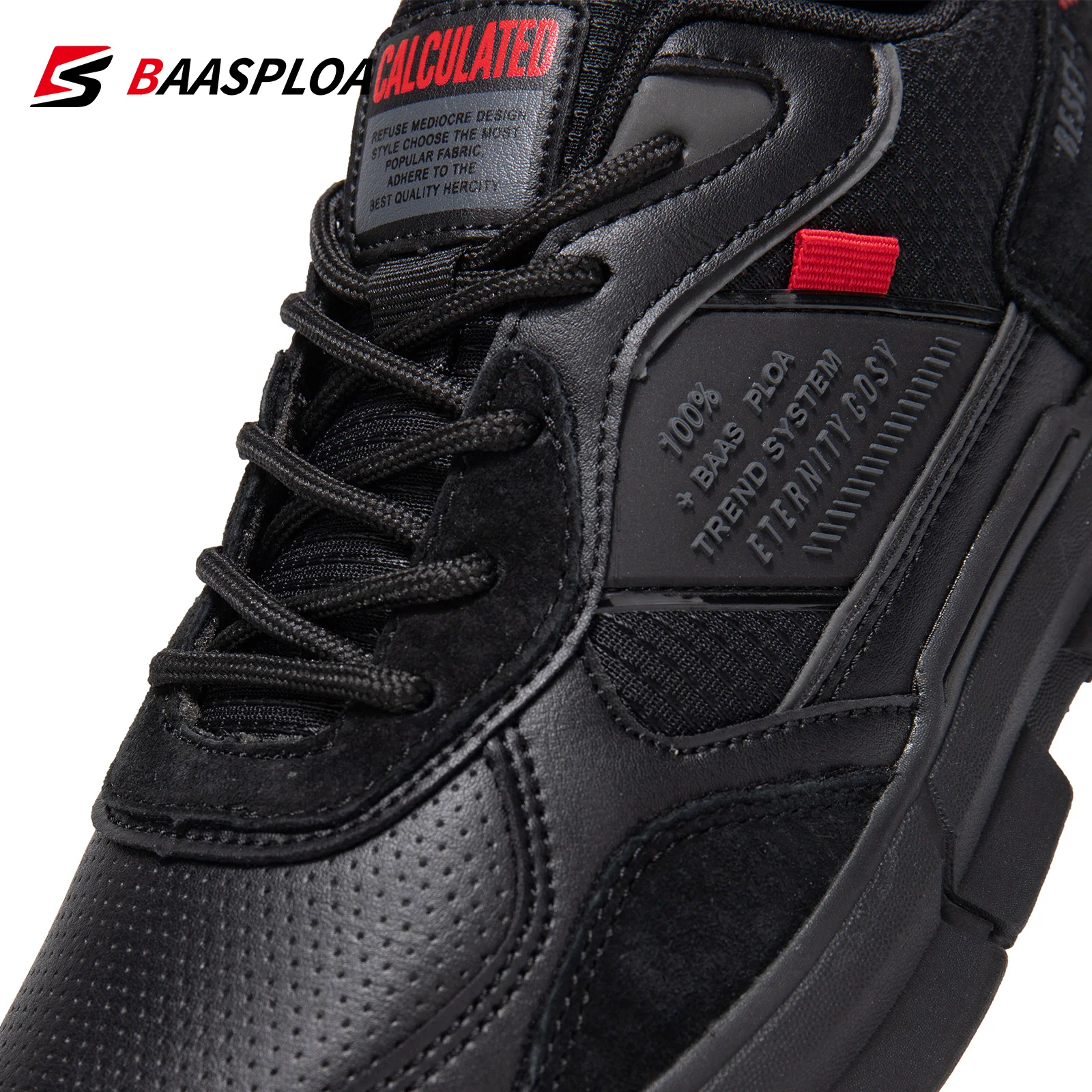 Baasploa Men Lightweight Walking Shoes Non-slip Leather Male Sneakers Outdoor Casual Running Shoes Comfortable Training Footwear