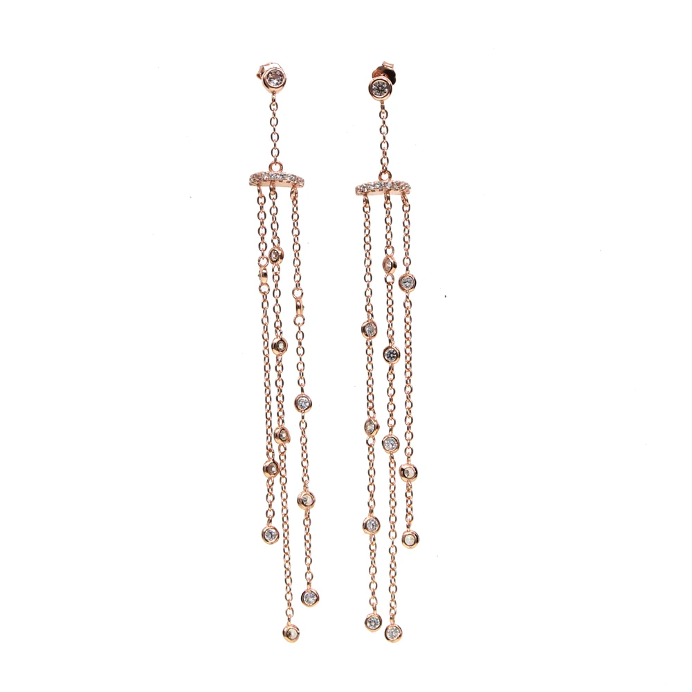 Женские длинные серьги-кисточки из серебра 2018 пробы с фианитом | Украшения и