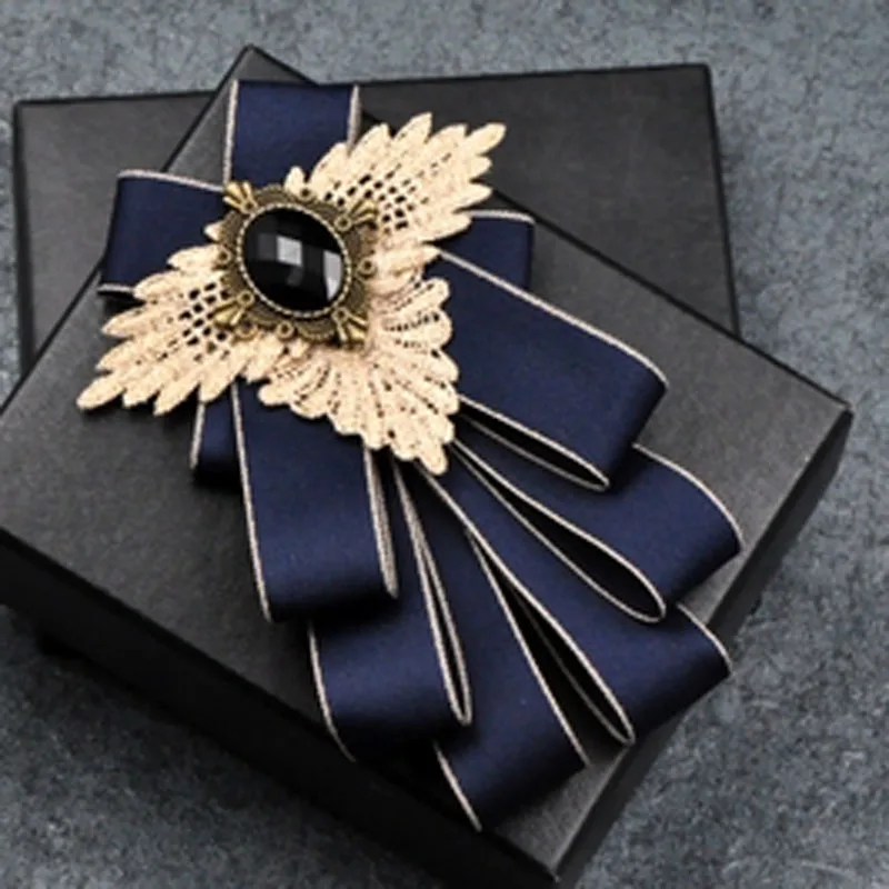 Navy blue Новая модная повседневная многослойная бриллиантовая брошь с бабочкой, стразы, красная брошь для галстука-бабочки, набор для свадьбы, жениха, жениха, мужчин, карманный квадратный мужской - Цвет: Navy blue