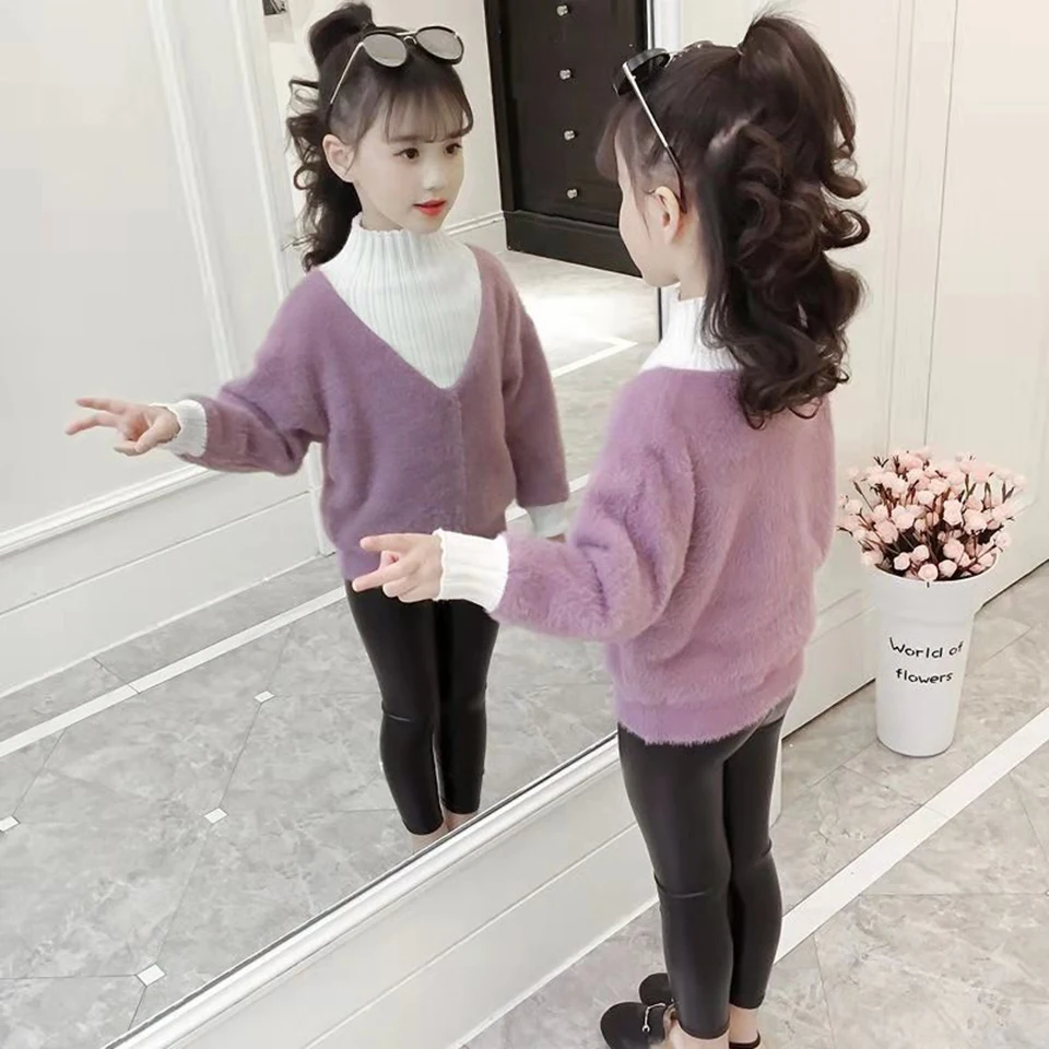 

3-12 Year Old Girl Sweater 2019 Spring Autumn Long Sleeve Warm Knitted Sweaters Baby Girls Sweater Pullover Children Outwear