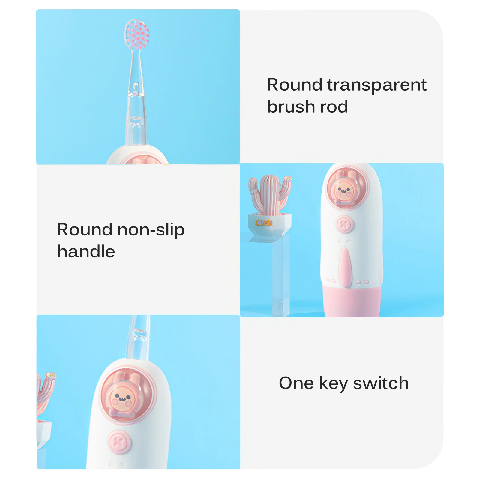 

Children's Electric Toothbrush Kids 3 To 12 Years Old Cleaning Care Oral Bacteria 2 Replacement Brush Heads Electric Tooth Brush