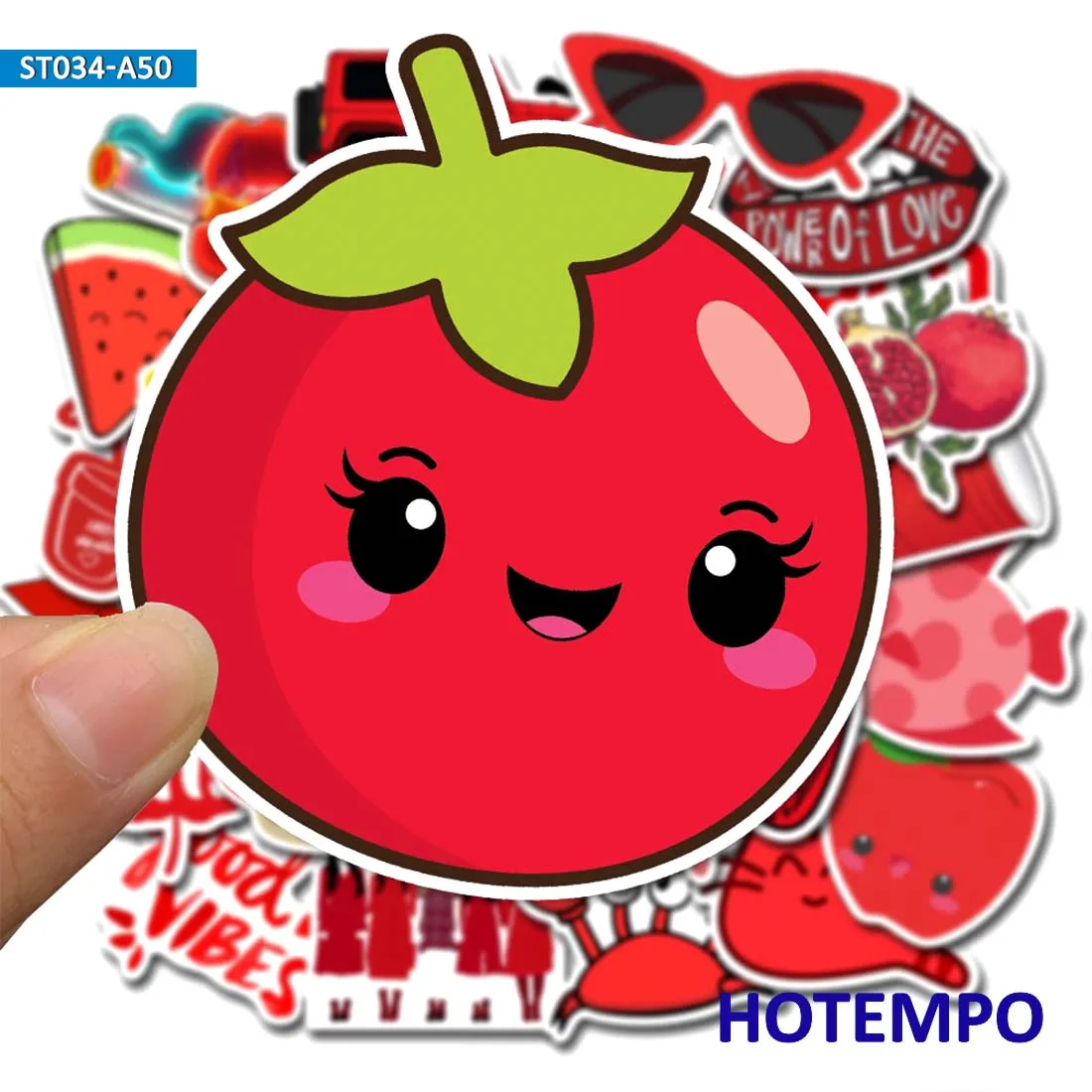 

50pcs Cute Red VSCO Cartoon Kawaii Sticker for Kids Toys Girl DIY Letter Diary Scrapbooking Stationery Case Laptop Phone Sticker