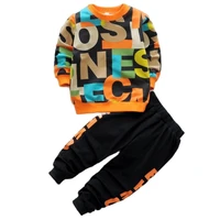 spring autumn children solid clothes suit baby boys streetwear letter tops pants 2pcs sets toddler kids active tracksuits