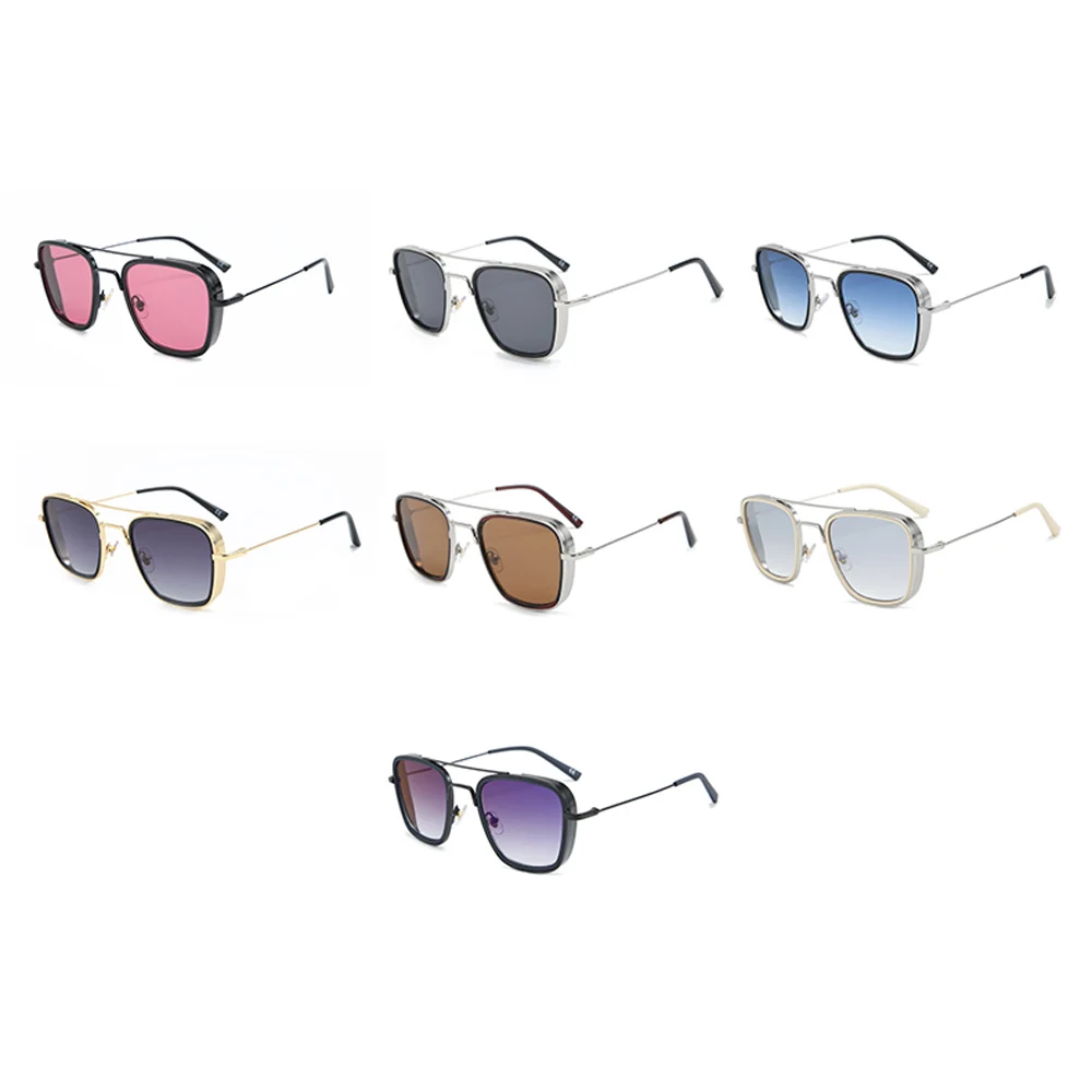 

Peekaboo men gold sunglasses square male christmas gift items women sun glasses retro metal frame uv400 brown