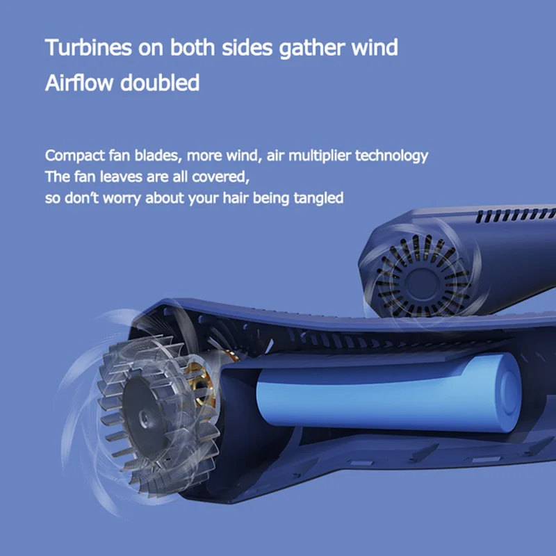 

Small Fan USB Rechargeable Hanging Neck Portable Power Digital Display Mini 4000mAH Three-speed Leafless Small Electric Fan