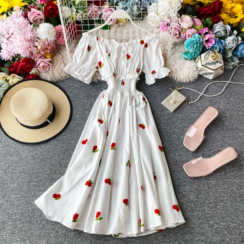 Женское платье с открытыми плечами SINGRAIN корейское романтическое вечернее миди