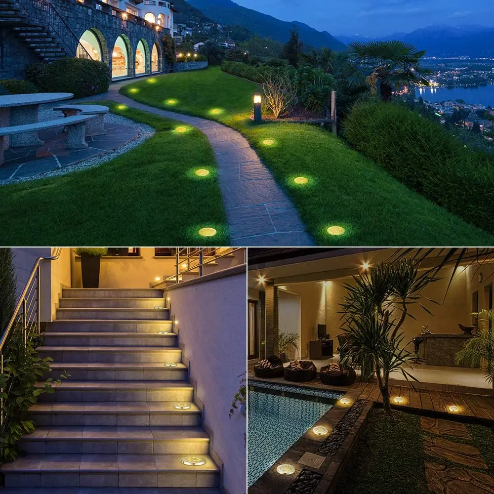 구매 4PCS 태양 정원 조명 8/12/16/20LED 태양 지상 조명 잔디 통로에 대 한 방수 빛 지 하 감지 프리 램프