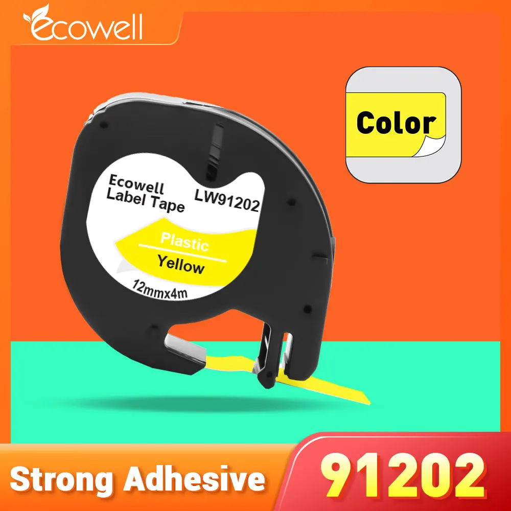 Ecowell 91202 91222 91332 12 мм черный на желтом цвете лента принтера совместимый для Dymo LetraTag