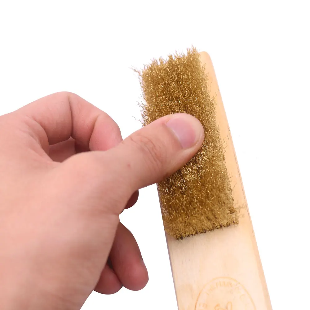 

Щетка из проволоки из нержавеющей стали, медная щетка с деревянной ручкой, для полировки и шлифовки поверхности