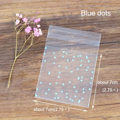 7x7cm blue 100 шт горошек матовый пластиковый пакет конверт белый синий розовый Самоклеющиеся сумки 7x7 см Канцелярские принадлежности хранения пластиковые конверты - Цвет: 7x7cm blue