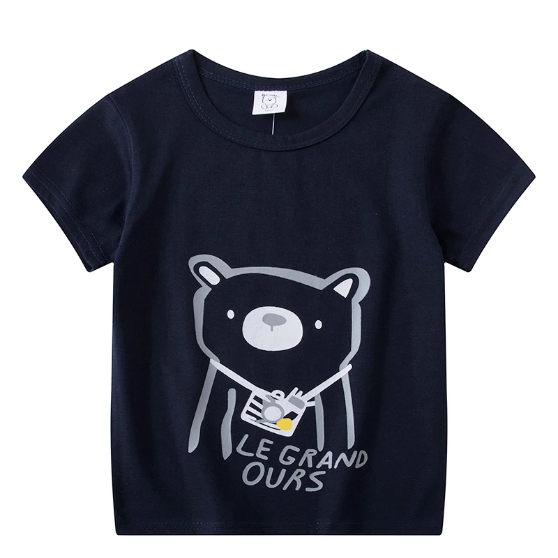 Футболка с медведем для детей новая летняя Милая модная детская футболка тонкая