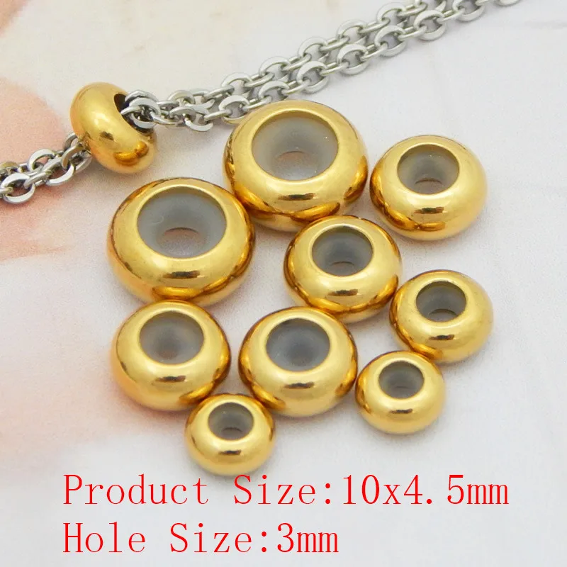 Gold 10X4.5X3mm 20 штук Нержавеющая сталь spacer бисера позиционирования бусины 6/7/8/9/10 мм резиновые Spacer бисера Подходит для DIY Браслеты ювелирных изделий - Цвет: Gold 10X4.5X3mm
