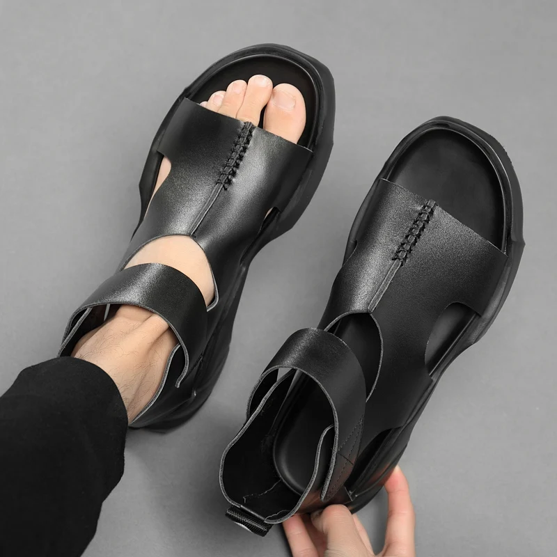 Outdoor Men Roman Sandals Summer Classic Men's Sandals Soft Sandals Comfortable Shoes Genuine Leather Sandals Soft High Quality